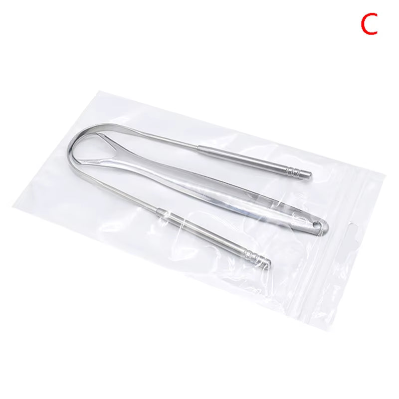 1/2Pcs U Type Tongue Scraper Stainless Steel Oral Tongue Cleaner Brush Cleaning Coated Tongue Toothbrush Oral Hygiene Care Tools